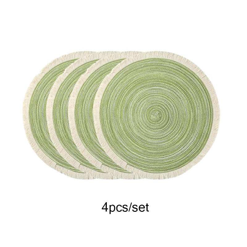 Set de 4 Individuales con Flecos – Color Verde