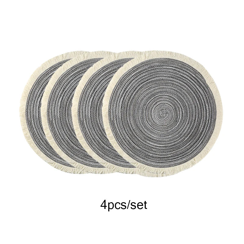 Set de 4 Individuales con Flecos – Color Negro