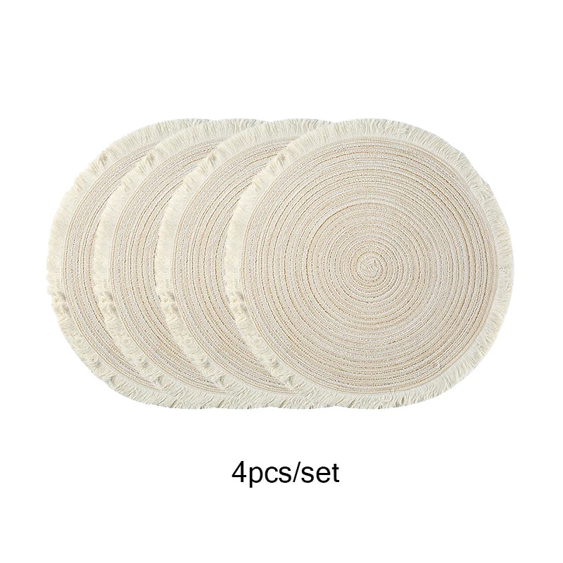 Set de 4 Individuales con Flecos – Color Gris