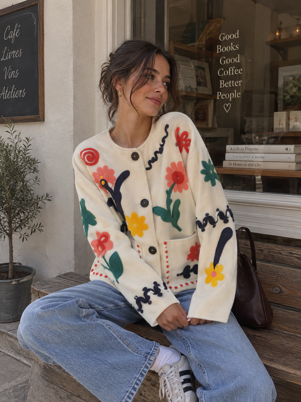 CHAQUETA BORDADA FLORES