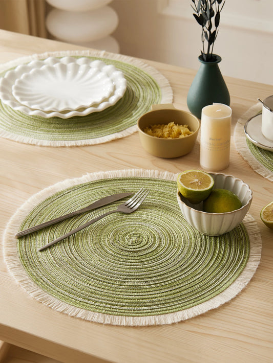 Set de 4 Individuales con Flecos – Color Verde