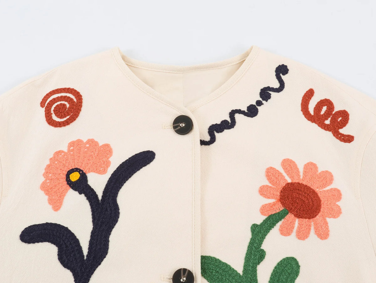 CHAQUETA BORDADA FLORES