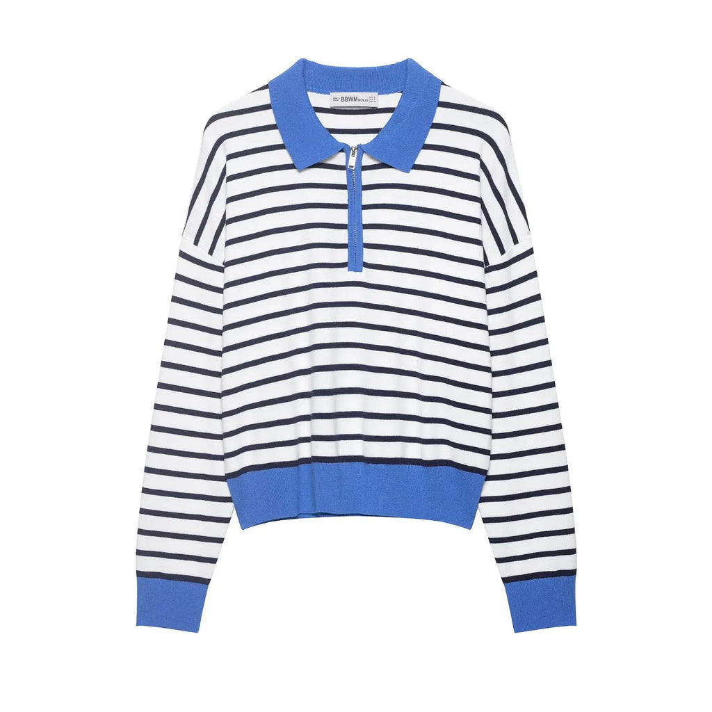 STRIPED POLO SWEATER
