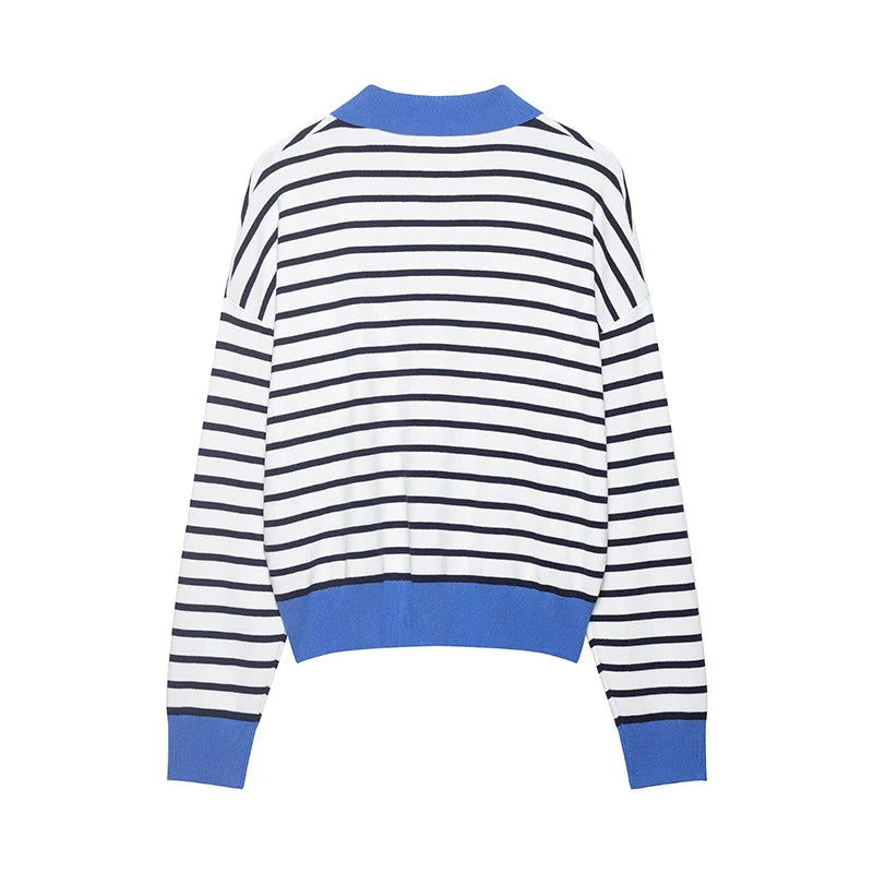 STRIPED POLO SWEATER