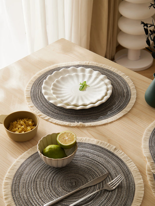 Set de 4 Individuales con Flecos – Color Negro